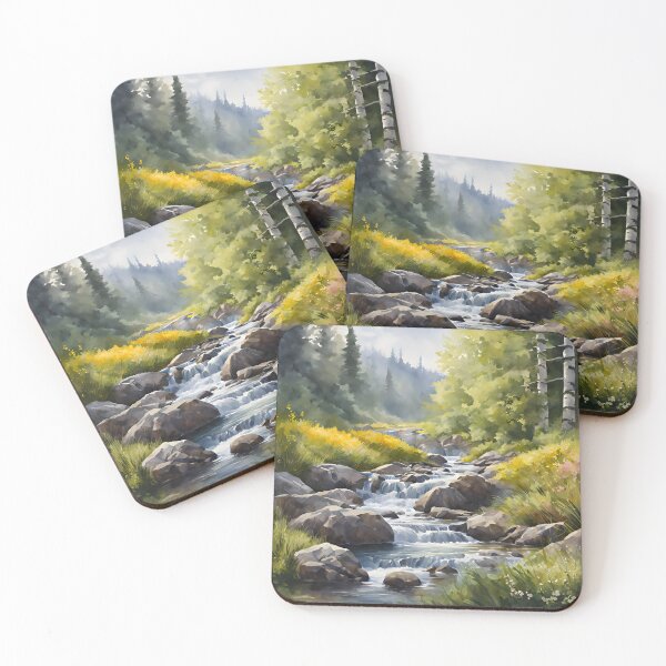 Item preview, Forest Stream in Spring Landscape Watercolor Painting | Watercolor Landscape | Watercolor Art | Watercolor Scenery designed and sold by UnhingedBird.