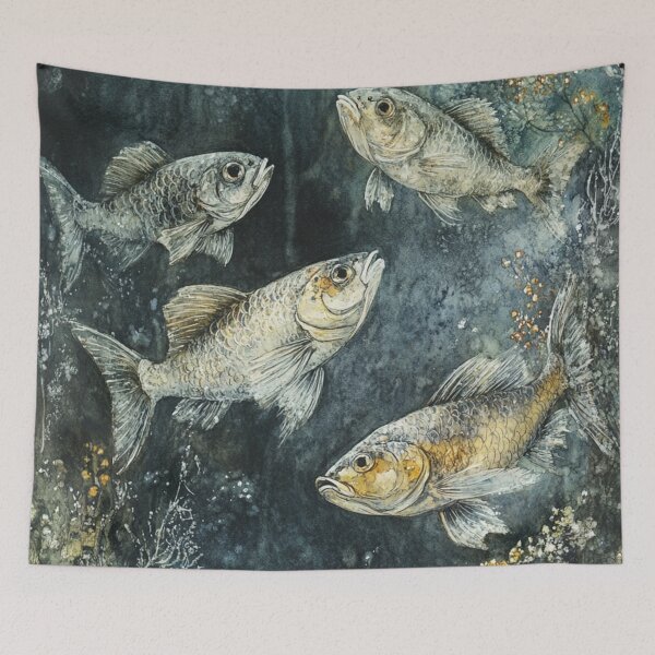 Item preview, Fish in an Aquarium Watercolor Sketch designed and sold by Sketch-Shack.