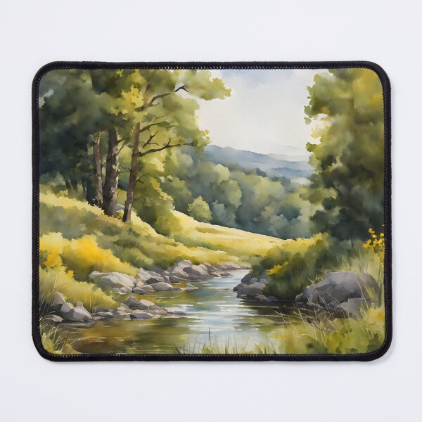 Item preview, Forest Stream in Summer Landscape Watercolor Painting | Watercolor Landscape | Watercolor Art | Watercolor Scenery designed and sold by UnhingedBird.