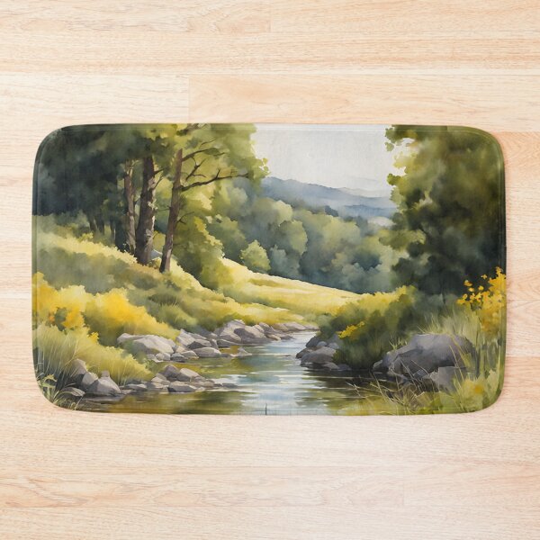 Item preview, Forest Stream in Summer Landscape Watercolor Painting | Watercolor Landscape | Watercolor Art | Watercolor Scenery designed and sold by UnhingedBird.