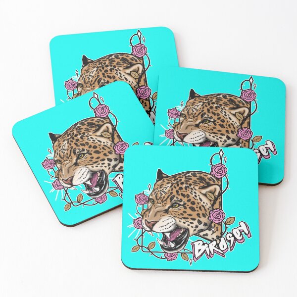 Item preview, Jaguar Leopard & Roses Tattoo - Blue  designed and sold by BirdseyDesigns.