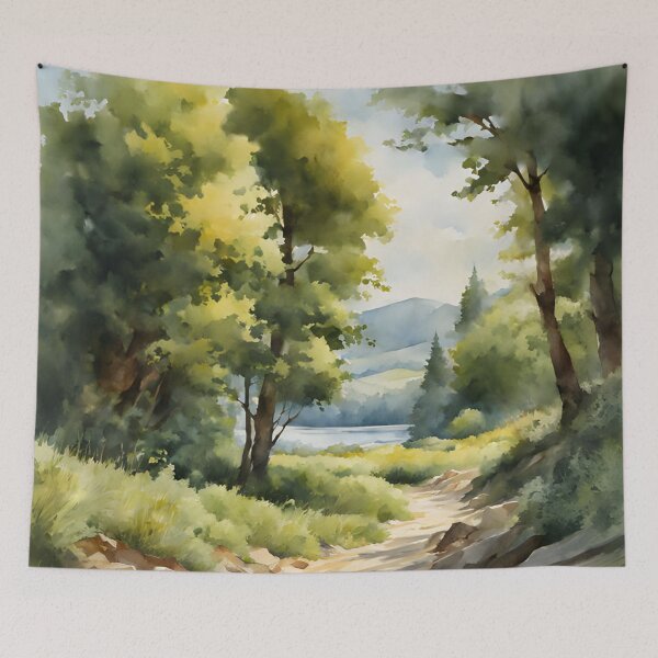 Item preview, Forest Path in Summer Landscape Watercolor Painting | Watercolor Landscape | Watercolor Art | Watercolor Scenery designed and sold by UnhingedBird.