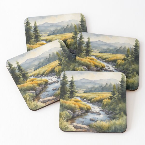 Item preview, Meadow Rivulet in Summer Landscape Watercolor Painting | Watercolor Landscape | Watercolor Art | Watercolor Scenery designed and sold by UnhingedBird.