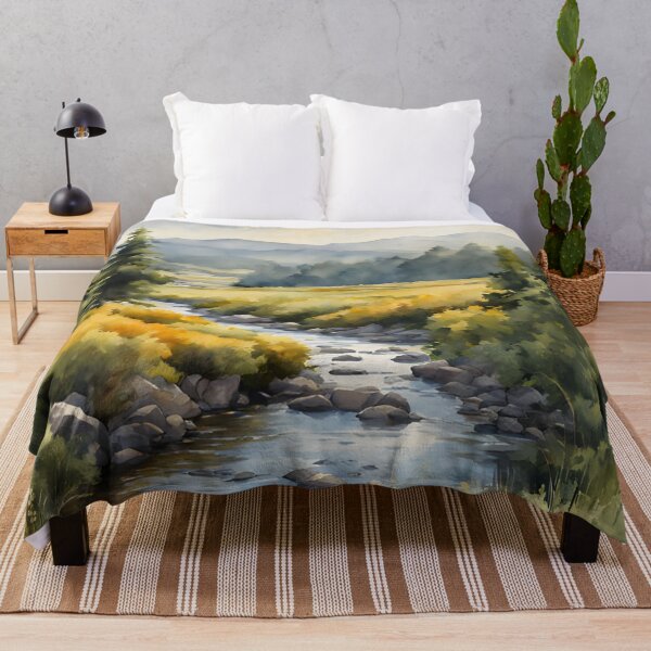 Item preview, Meadow Rivulet in Summer Landscape Watercolor Painting | Watercolor Landscape | Watercolor Art | Watercolor Scenery designed and sold by UnhingedBird.