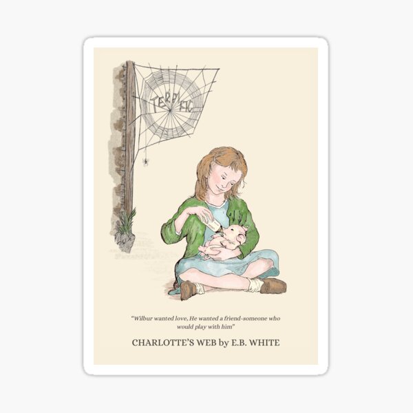 Item preview, Charlotte's Web Book Picture, Charlotte's Web Book Quote, E.B. White, Wilbur, Charlottes Web, Children's Book designed and sold by booksnbobs.