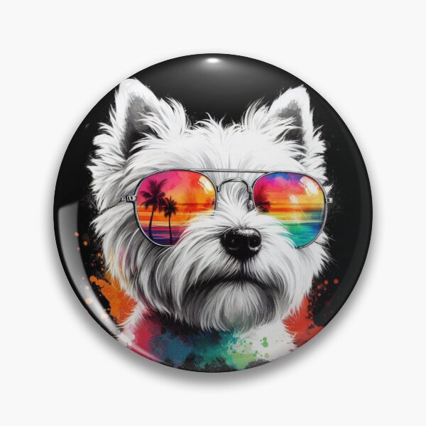Artikelvorschau, Niedliche bunte weiße West Highland Terrier Westie tragen Schattierungen Aquarell Portrait entworfen und verkauft von MaedK.