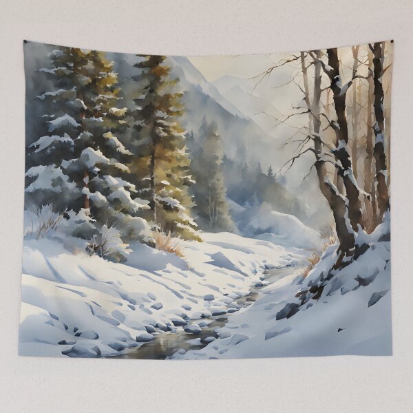 Item preview, Forest Rivulet in Winter Landscape Watercolor Painting | Watercolor Landscape | Watercolor Art | Watercolor Scenery designed and sold by UnhingedBird.