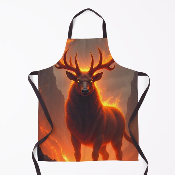 Item preview, Mythical Infernal Stag in Volcanic Realm - Fantasy Art designed and sold by aiEuroGirls.