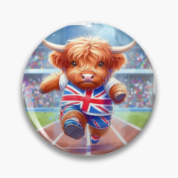 Item preview, Team GB Cute Highland Cow Athletic Event Olympics Colorful Watercolor designed and sold by MaedK.