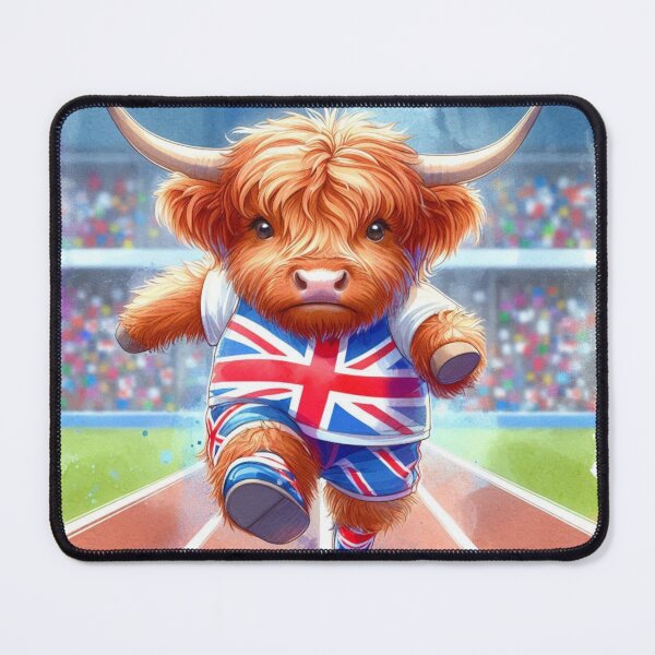 Item preview, Team GB Cute Highland Cow Athletic Event Olympics Colorful Watercolor designed and sold by MaedK.