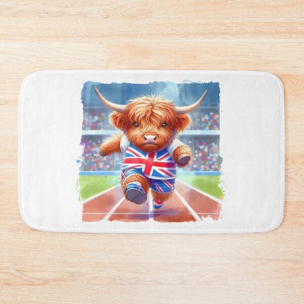 Item preview, Team GB Cute Highland Cow Athletic Event Olympics Colorful Watercolor designed and sold by MaedK.