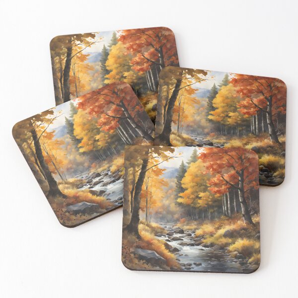 Item preview, Forest Stream in Autumn Landscape Watercolor Painting | Watercolor Landscape | Watercolor Art | Watercolor Scenery designed and sold by UnhingedBird.