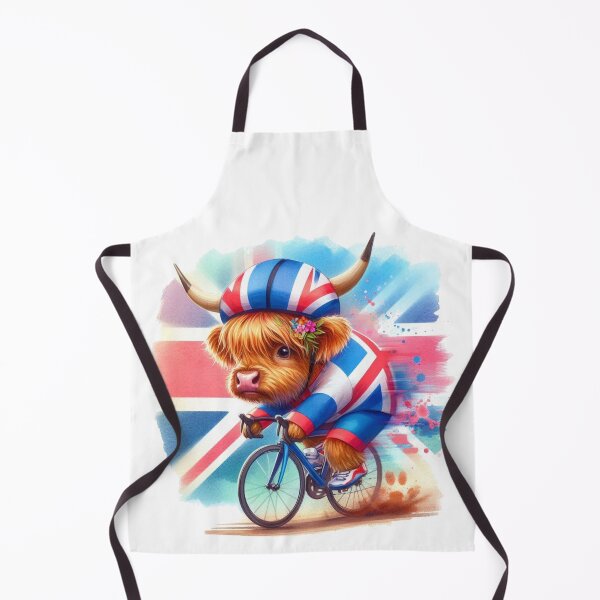Item preview, Team GB Cute Highland Cow Cycling Event Olympics Colorful Watercolor designed and sold by MaedK.