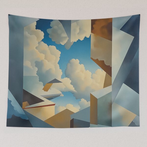 Item preview, A surreal and thought-provoking composition design of fluffy clouds and angular, geometric shapes. designed and sold by HEMRO.