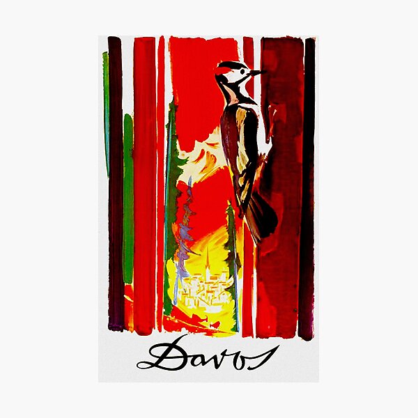 Item preview, Vintage Davos Switzerland Woodpecker Travel designed and sold by JustEclectic.