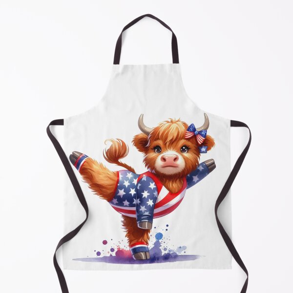 Item preview, Team USA Cute Highland Cow Longhorn Gymnastics Event Olympics Colorful Watercolor designed and sold by MaedK.