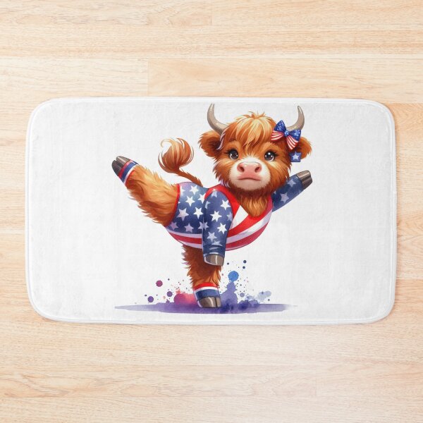 Artikelvorschau, Team USA Niedliche Highland Kuh Longhorn Gymnastik Veranstaltung Olympia Bunte Aquarell entworfen und verkauft von MaedK.