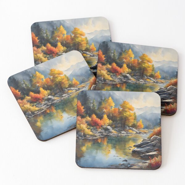 Item preview, Mountains in Autumn Landscape Watercolor Painting | Watercolor Landscape | Watercolor Art | Watercolor Scenery designed and sold by UnhingedBird.
