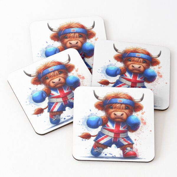 Item preview, Team GB Cute Highland Cow Boxing Event Olympics Colorful Watercolor designed and sold by MaedK.