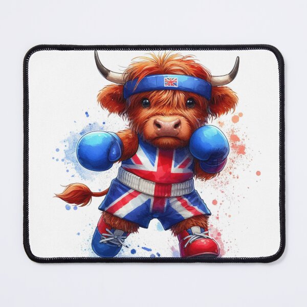 Item preview, Team GB Cute Highland Cow Boxing Event Olympics Colorful Watercolor designed and sold by MaedK.