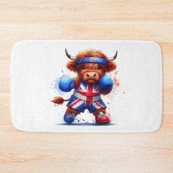 Item preview, Team GB Cute Highland Cow Boxing Event Olympics Colorful Watercolor designed and sold by MaedK.