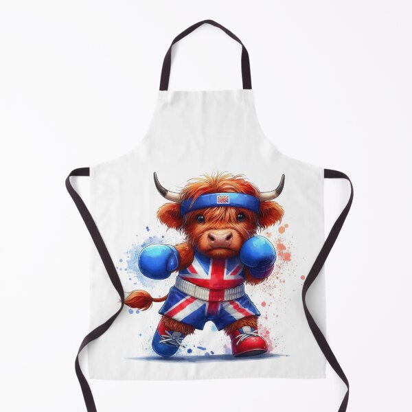 Item preview, Team GB Cute Highland Cow Boxing Event Olympics Colorful Watercolor designed and sold by MaedK.