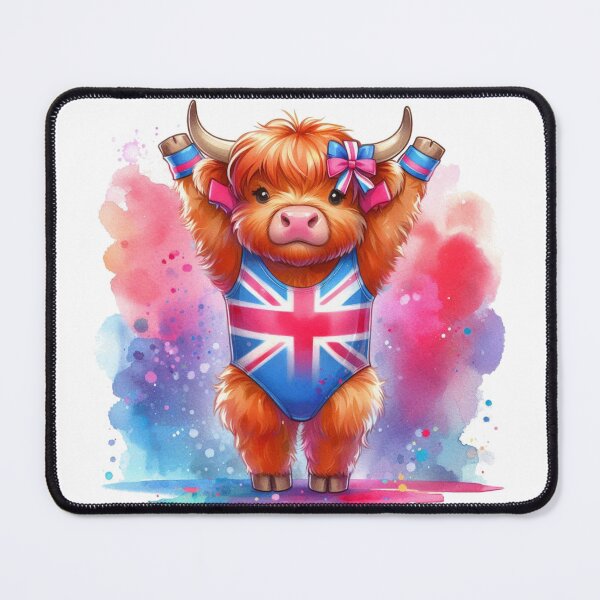 Item preview, Team GB Cute Highland Cow Gymnastics Event Olympics Colorful Watercolor designed and sold by MaedK.