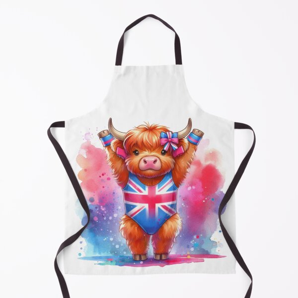 Item preview, Team GB Cute Highland Cow Gymnastics Event Olympics Colorful Watercolor designed and sold by MaedK.