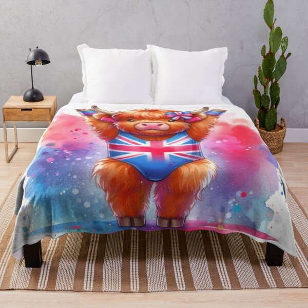 Item preview, Team GB Cute Highland Cow Gymnastics Event Olympics Colorful Watercolor designed and sold by MaedK.