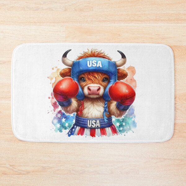 Artikelvorschau, Team USA Niedliche Highland Kuh Longhorn Boxen Event Olympia Bunte Aquarell entworfen und verkauft von MaedK.