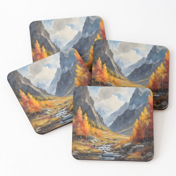 Item preview, Mountains in Autumn Landscape Watercolor Painting | Watercolor Landscape | Watercolor Art | Watercolor Scenery designed and sold by UnhingedBird.