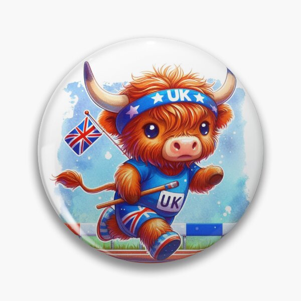 Item preview, Team GB Cute Highland Cow Athletic Event Olympics Colorful Watercolor designed and sold by MaedK.