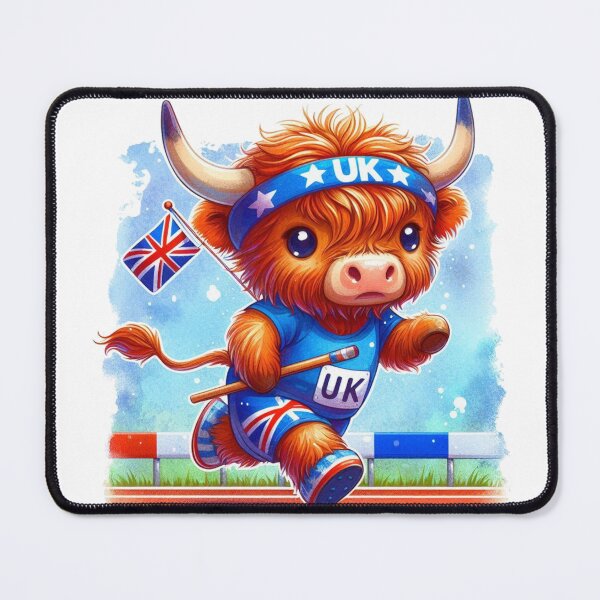 Item preview, Team GB Cute Highland Cow Athletic Event Olympics Colorful Watercolor designed and sold by MaedK.