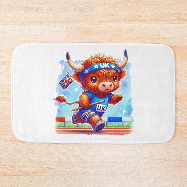 Item preview, Team GB Cute Highland Cow Athletic Event Olympics Colorful Watercolor designed and sold by MaedK.