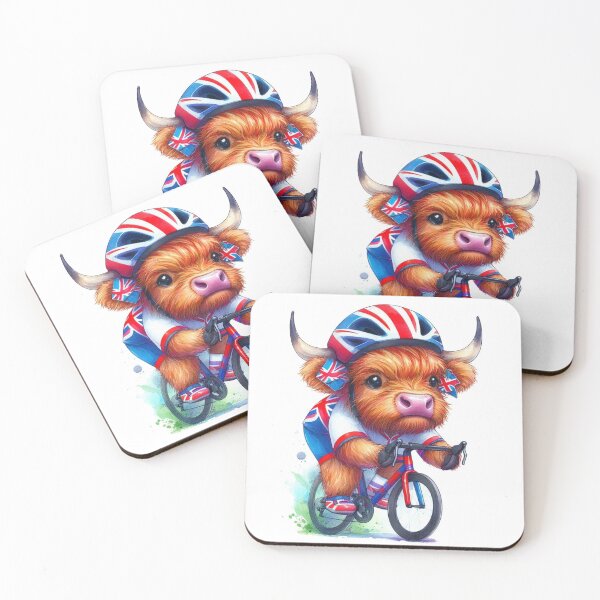 Item preview, Team GB Cute Highland Cow Cycling Event Olympics Colorful Watercolor designed and sold by MaedK.