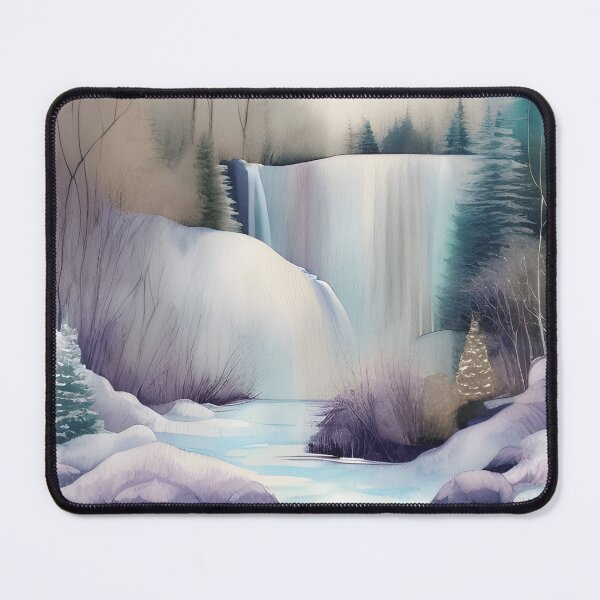 Item preview, Waterfall in Winter Landscape Watercolor Painting | Watercolor Landscape | Watercolor Art | Watercolor Scenery designed and sold by UnhingedBird.