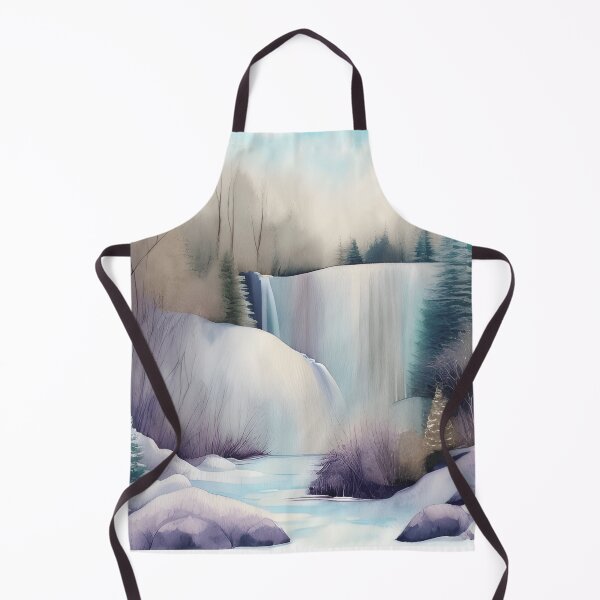 Item preview, Waterfall in Winter Landscape Watercolor Painting | Watercolor Landscape | Watercolor Art | Watercolor Scenery designed and sold by UnhingedBird.
