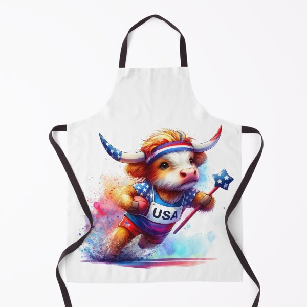 Item preview, Team USA Cute Highland Cow Longhorn Athletic Event Olympics Colorful Watercolor designed and sold by MaedK.