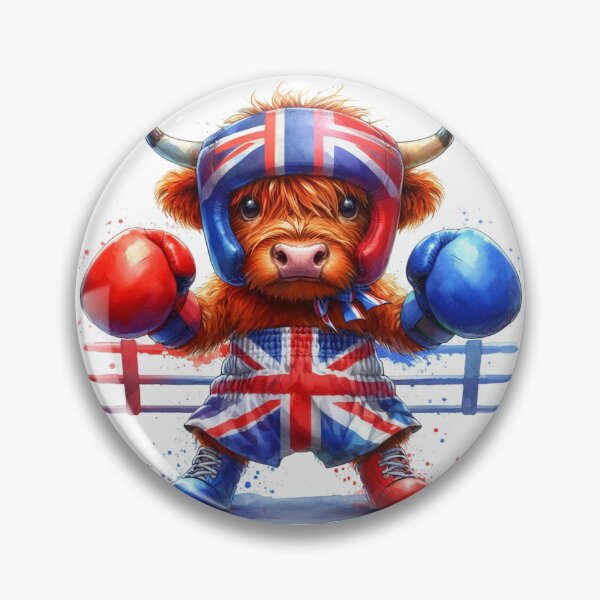 Item preview, Team GB Cute Highland Cow Boxing Event Olympics Colorful Watercolor designed and sold by MaedK.