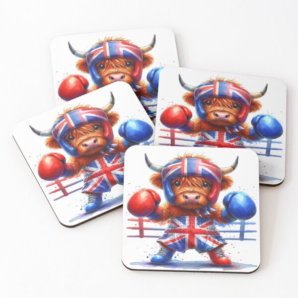 Item preview, Team GB Cute Highland Cow Boxing Event Olympics Colorful Watercolor designed and sold by MaedK.