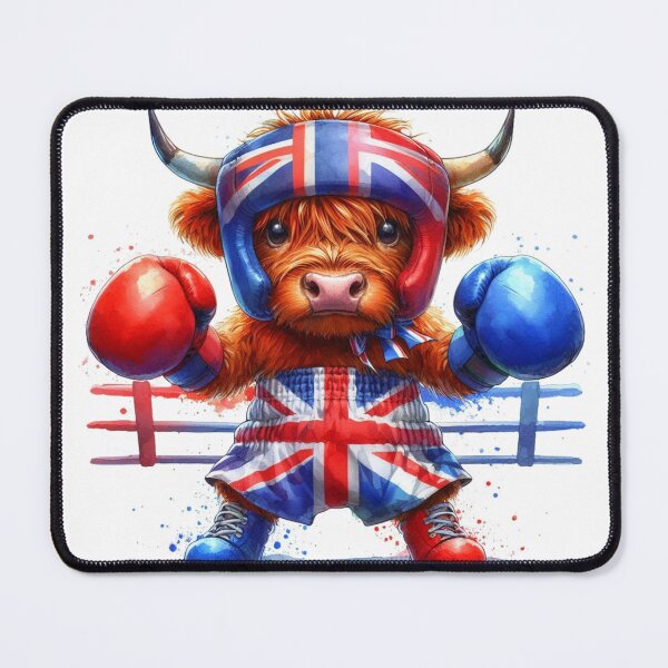 Item preview, Team GB Cute Highland Cow Boxing Event Olympics Colorful Watercolor designed and sold by MaedK.