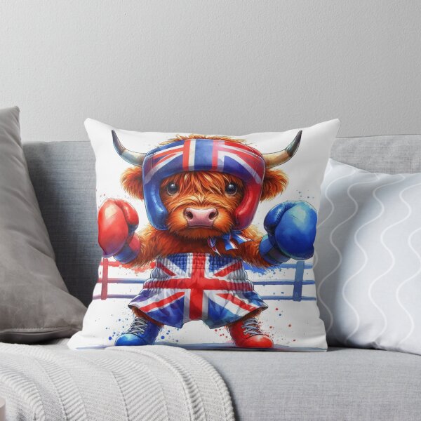 Item preview, Team GB Cute Highland Cow Boxing Event Olympics Colorful Watercolor designed and sold by MaedK.