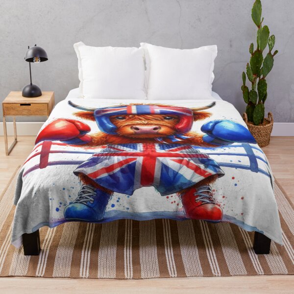 Item preview, Team GB Cute Highland Cow Boxing Event Olympics Colorful Watercolor designed and sold by MaedK.