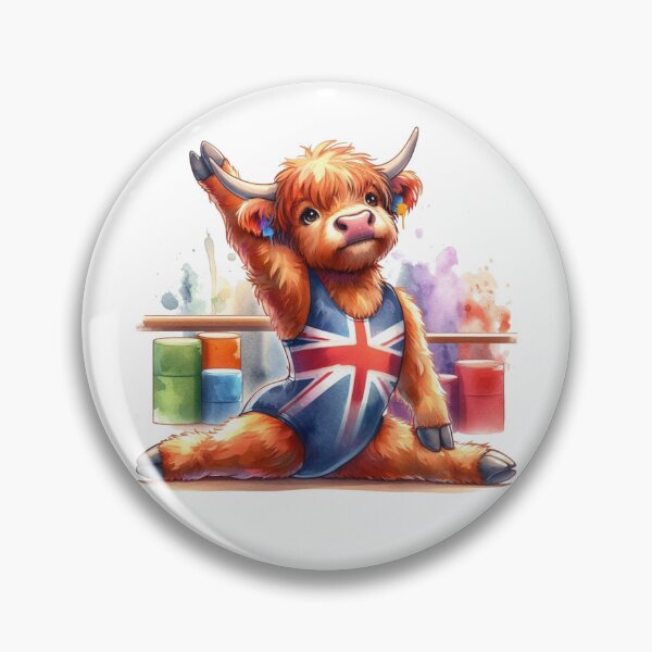 Item preview, Team GB Cute Highland Cow Gymnastics Event Olympics Colorful Watercolor designed and sold by MaedK.