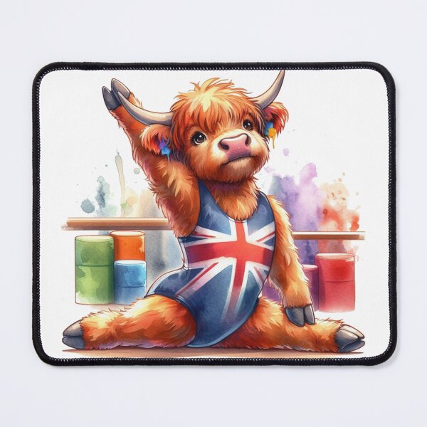 Item preview, Team GB Cute Highland Cow Gymnastics Event Olympics Colorful Watercolor designed and sold by MaedK.