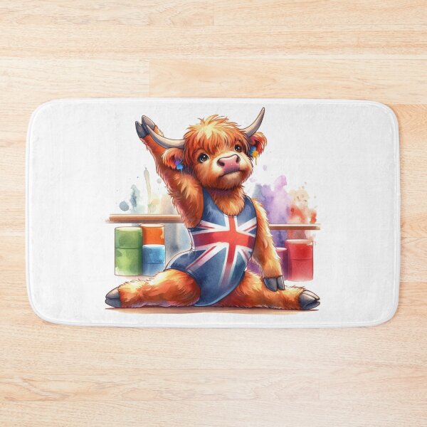 Item preview, Team GB Cute Highland Cow Gymnastics Event Olympics Colorful Watercolor designed and sold by MaedK.