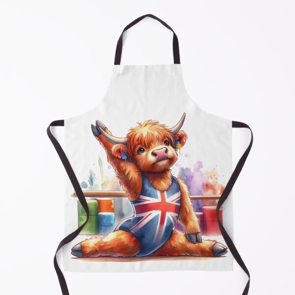 Item preview, Team GB Cute Highland Cow Gymnastics Event Olympics Colorful Watercolor designed and sold by MaedK.