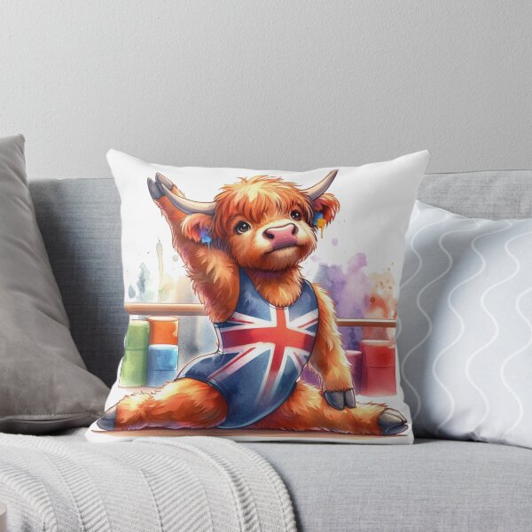 Item preview, Team GB Cute Highland Cow Gymnastics Event Olympics Colorful Watercolor designed and sold by MaedK.