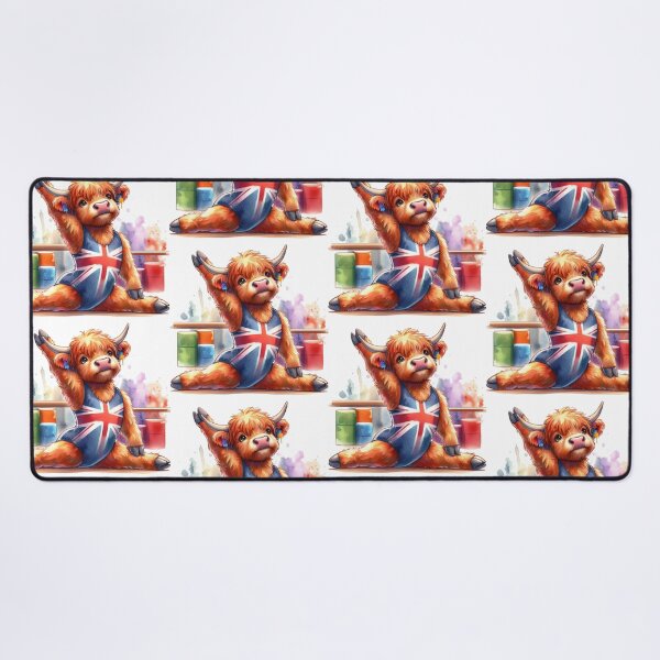 Item preview, Team GB Cute Highland Cow Gymnastics Event Olympics Colorful Watercolor designed and sold by MaedK.