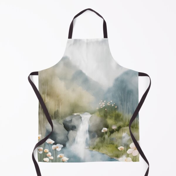 Item preview, Waterfall in Spring Landscape Watercolor Painting | Watercolor Landscape | Watercolor Art | Watercolor Scenery designed and sold by UnhingedBird.